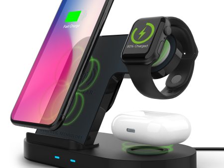 3-in-1 Wireless Charging Dock with 10W Wireless Fast Charge | Black on Sale