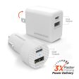 USB-C Power Delivery Bundle | 20W USB-C PD + 12W USB Fast Wall Charger and Fast Car Charger | White For Sale