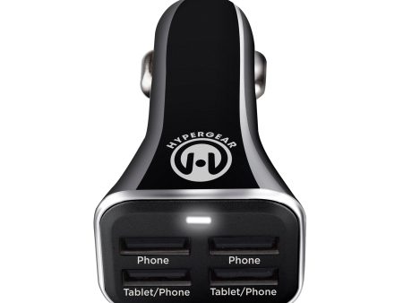 34W Quad USB Car Charger | Black Online now