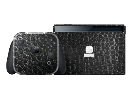 Nintendo Switch OLED LUXURIA BLACK ALLIGATOR Leather Skin Online Hot Sale