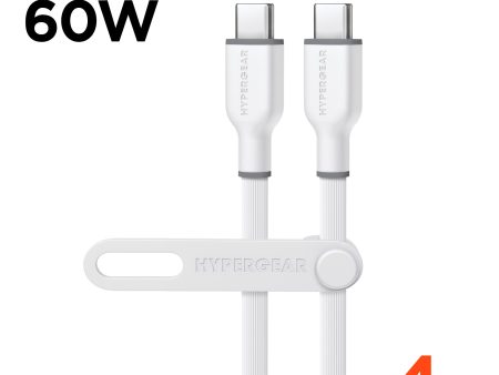 Flexi Pro USB-C to USB-C Soft-Touch Silicone Fast Charge Cable | 4ft | White Online Sale