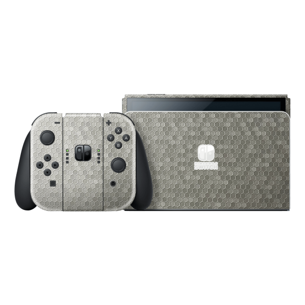 Nintendo Switch OLED LUXURIA SILVER HONEYCOMB 3D TEXTURED Skin Online Sale