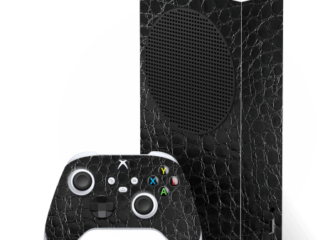 Xbox SERIES S LUXURIA BLACK ALLIGATOR Leather Skin For Sale