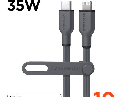 Flexi Pro USB-C to Lightning Soft-Touch Silicone Fast Charge Cable | 10ft | Gray For Sale