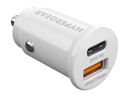 mini 20W USB-C PD + 18W USB Fast Car Charger | White For Sale