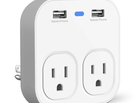 Wall Adapter Power Strip with Dual USB and Dual AC Outlets | White For Cheap