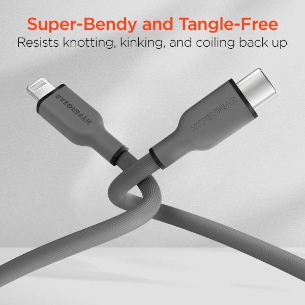 Flexi Pro USB-C to Lightning Soft-Touch Silicone Fast Charge Cable | 4ft | Gray Cheap