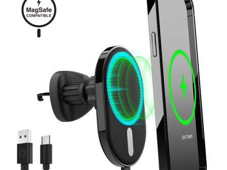 MagVent Magnetic Wireless Fast Charging Mount for iPhone 15, 14, 13 Series | Vent | Black For Sale