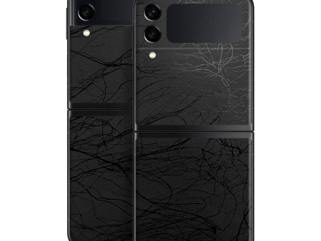 Samsung Galaxy Z Flip 3 LUXURIA BLACK WEB Textured Skin For Sale