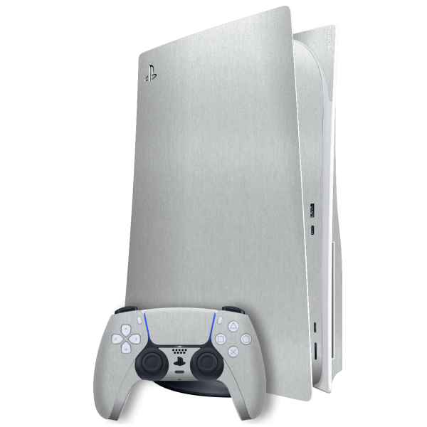 PlayStation 5 (PS5) DISC Edition BRUSHED ALUMINIUM Metallic Skin Hot on Sale